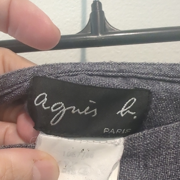 Linen Made in France Agnes B. greyish purple midi skirt Side Zipper - Picture 2 of 13